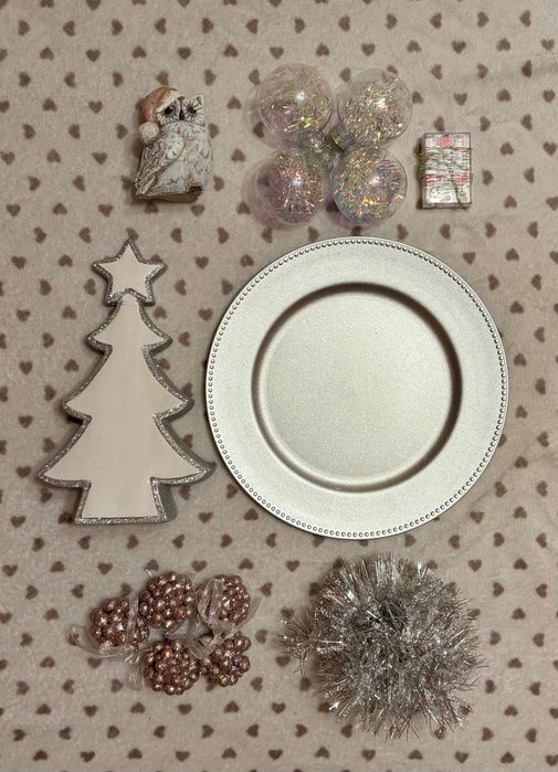 Ozdoba świąteczna biała, różowa