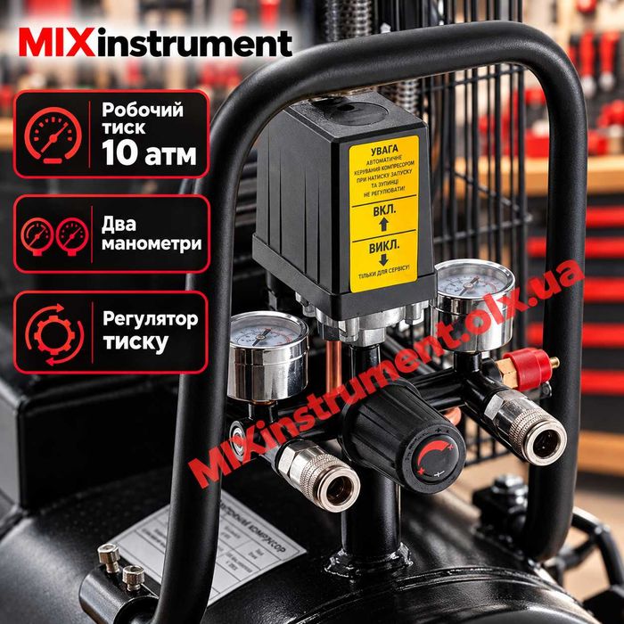 Компресор INTERTOOL PT-0014 100 л, 3 кВт, 500 л/хв — гарантія 3 роки