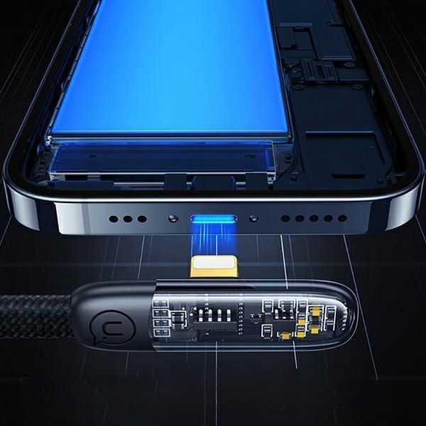 Kabel kątowy USB do Lightning iPhone USAMS 20W PD 1.2m płaski oplot