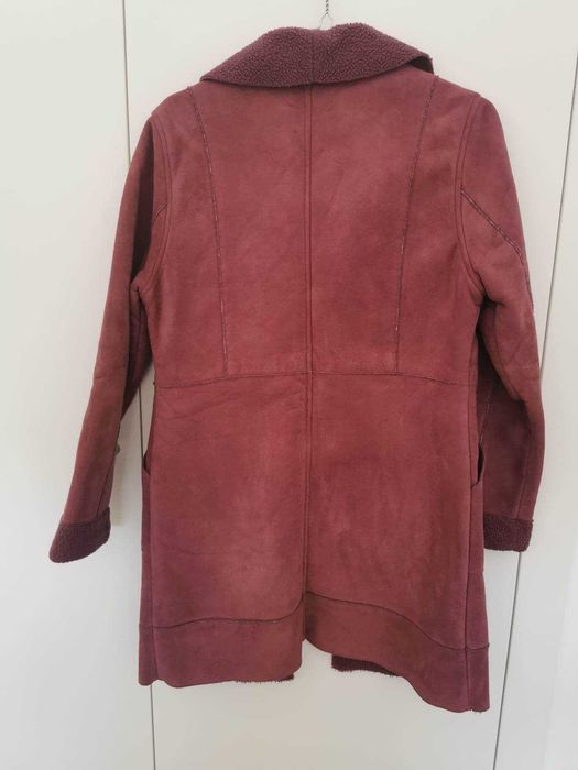 Casaco para rapariga, em tom rosa, imitação camurça