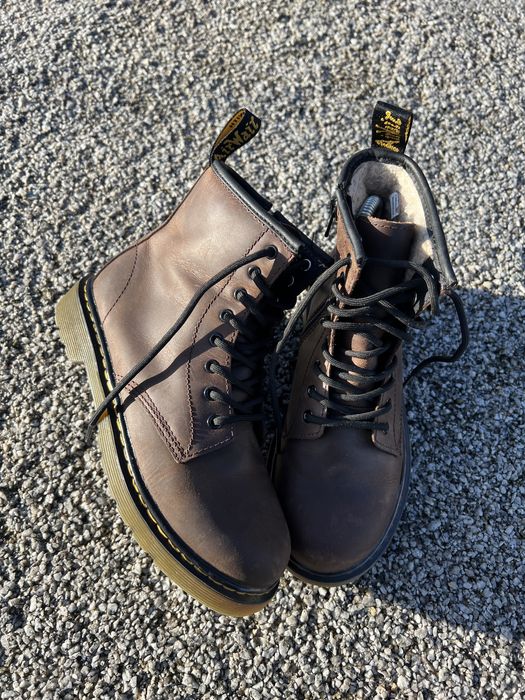 Dr. Martens 1460 buty glany brązowe boots faux fur