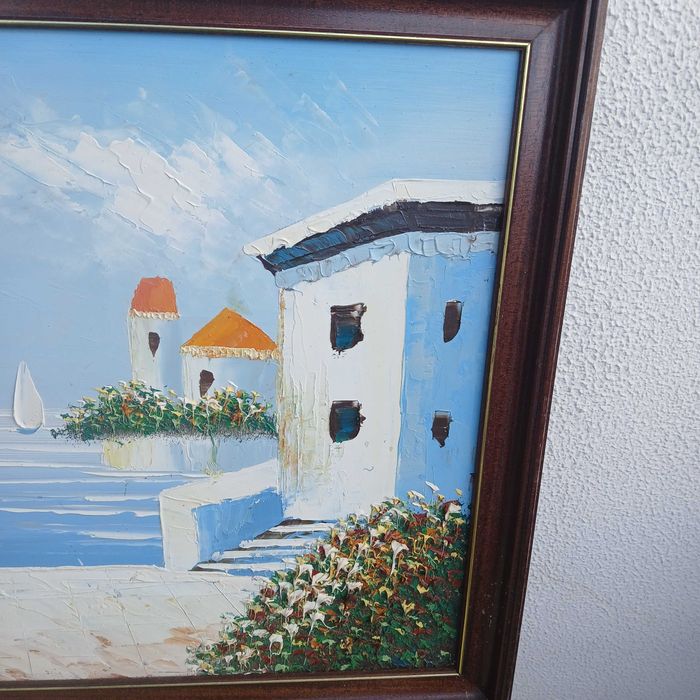 Pintura a Óleo Antiga com Moldura Madeira