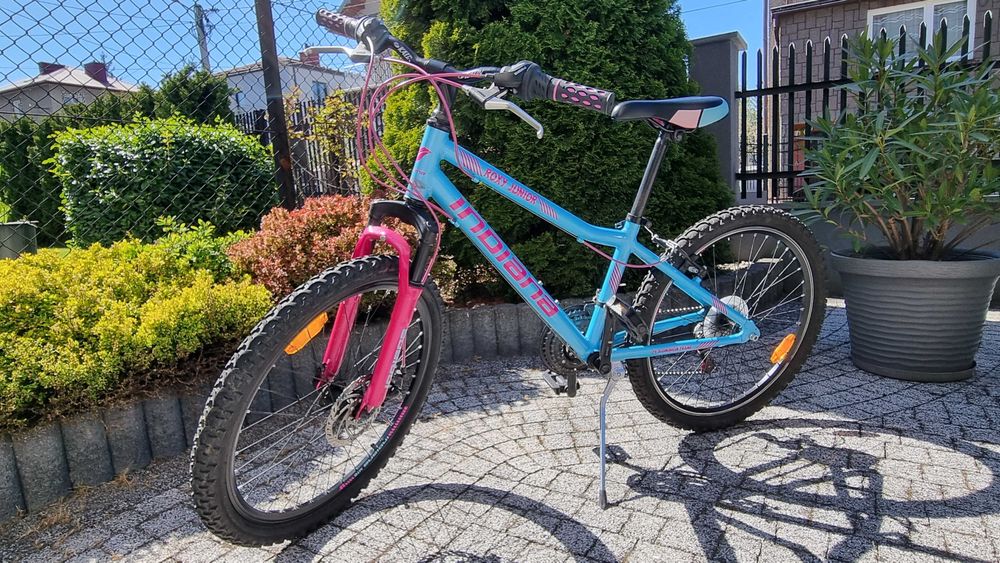 Rower górski/crossowy Indiana Roxy Junior 24" niebiesko-różowy, stan bdb
