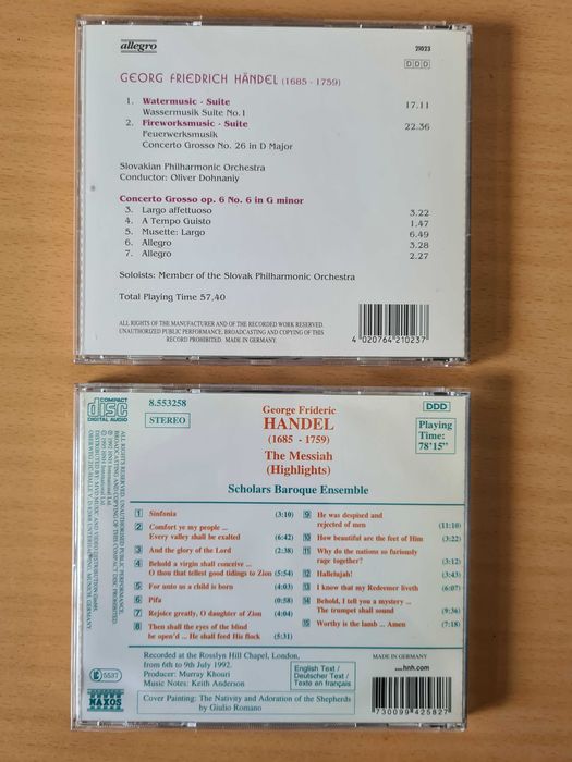 2 CDs com música de Georg F. Händel