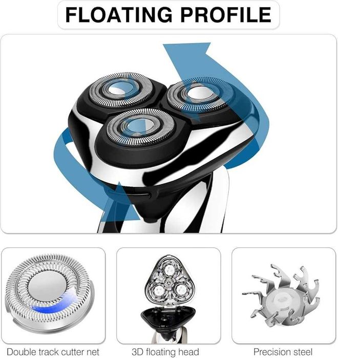 Męska golarka rotacyjna Hatteker 3w1 RSCX-9598A | Ekran LED | Wet&Dry