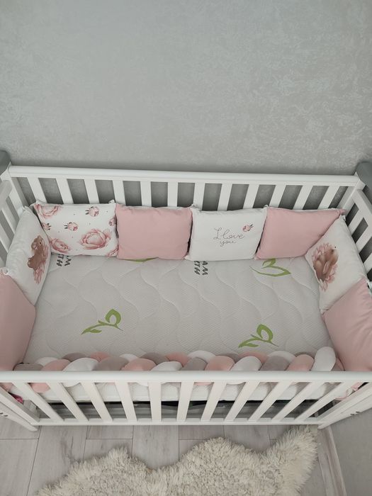 Бортики-подушки + коса в дитяче ліжечко | Змінні наволочки | Дуже гарн