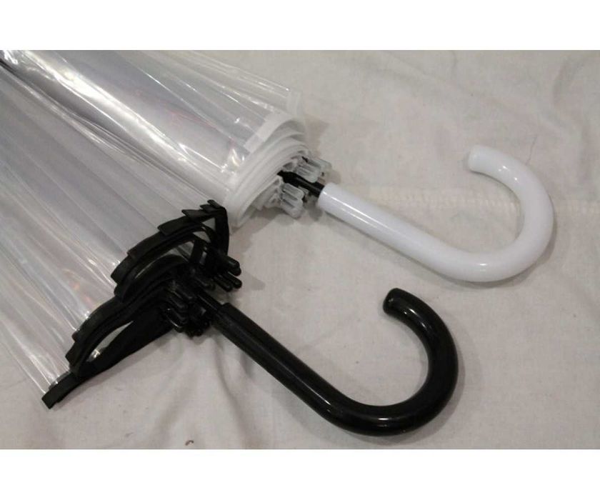 Прозрачный зонт трость 16 спиц полуавтомат без рисунка спицы