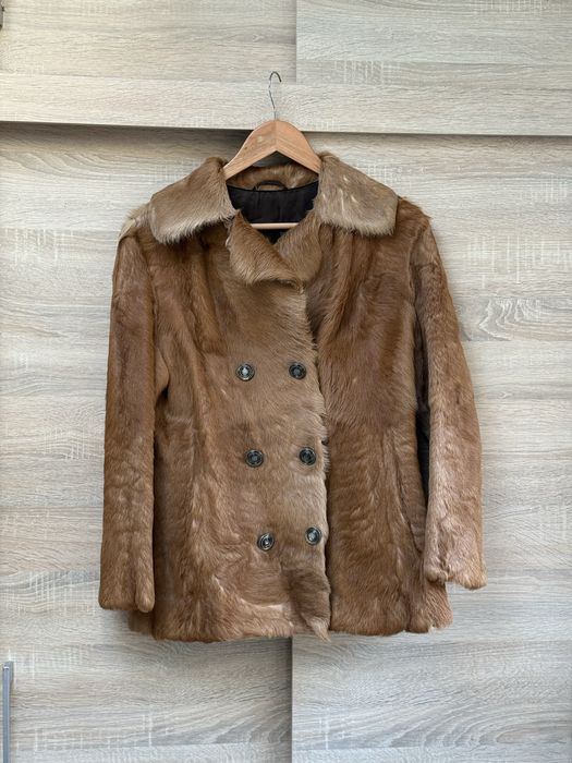 Kożuch Futro naturalne ramoneska koza cielak S M krótkie