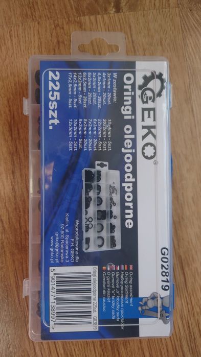 Gekon oringi uszczelki olejoodporne 225sztuk nowe