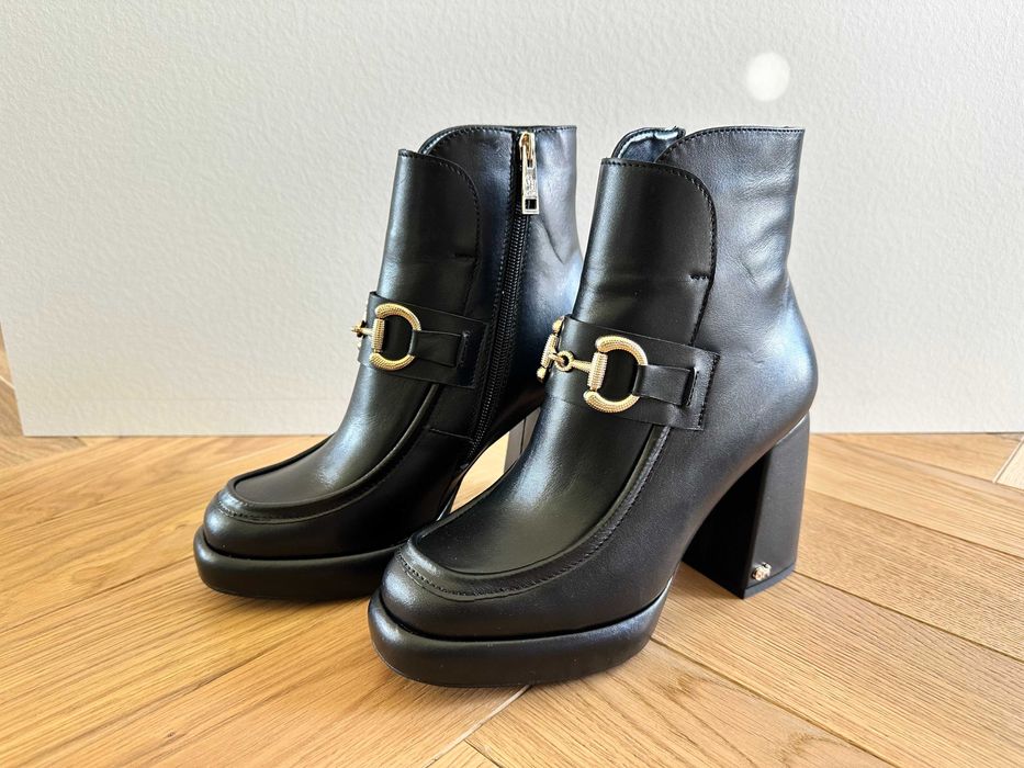 NOWE! Botki damskie CheBello 4259 skóra naturalna, na wysokim obcasie!