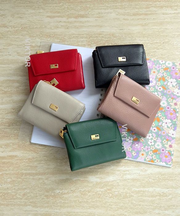 Кожаный женский компактный кошелек JCCS. Шкіряний гаманець