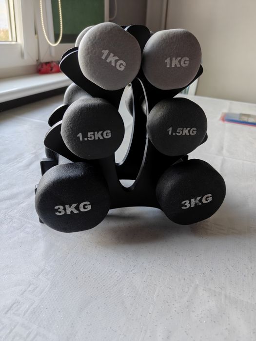 Zestaw hantli że stojakiem 1-3kg