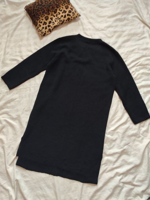 Сукня міді тепла в'язана трикотаж чорна довгий рукав тепла плаття