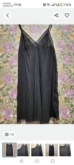Пеньюар плиссе чёрный прозрачный L-XL