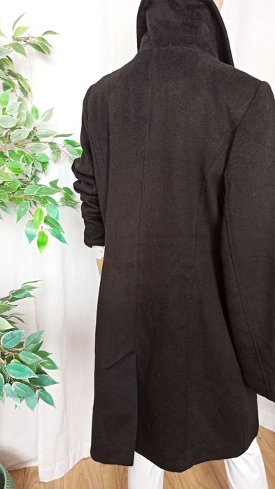 Sg Elegancki czarny płaszcz damski 42 , 44 XL klasyk dyplomatka damska
