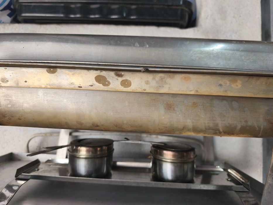 Rechaud / Aquecedor de alimentos para buffet retangular 7L em aço inox