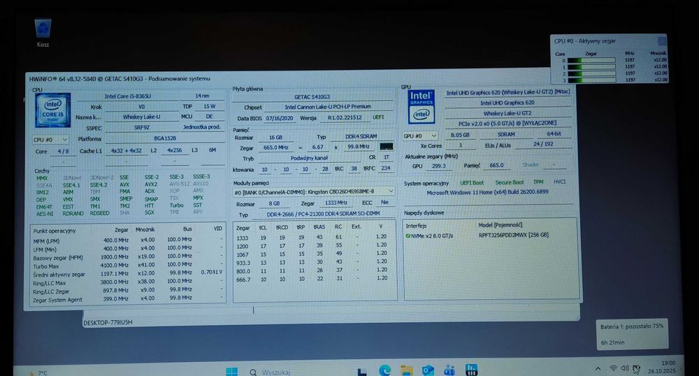 getac s410 g3 i5 8gen ram 16gb ddr4, ssd 256gb lte, 2 zasilacze, win11
