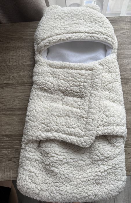 Конверт тедді молочного кольору на виписку осінь/зима