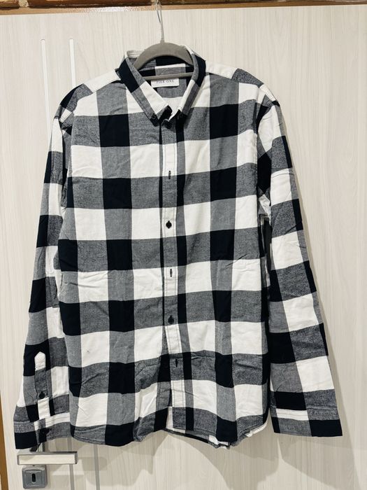 Koszula krata kratkowana biało-czarna Pier One XL/XXL