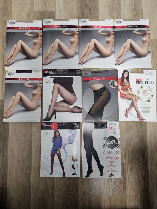 Zestaw: rajstopy damskie, cienkie, cieliste i czarne 2-S