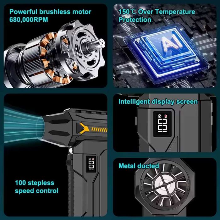 Турбо вентилятор Violent HFX-07 Turbo Jet Fan 680000 RPM Black з ...