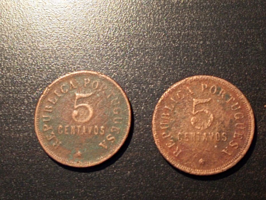 5 centavos - Angola 1922 - Bronze - Bela / MBC - muito bem conservada