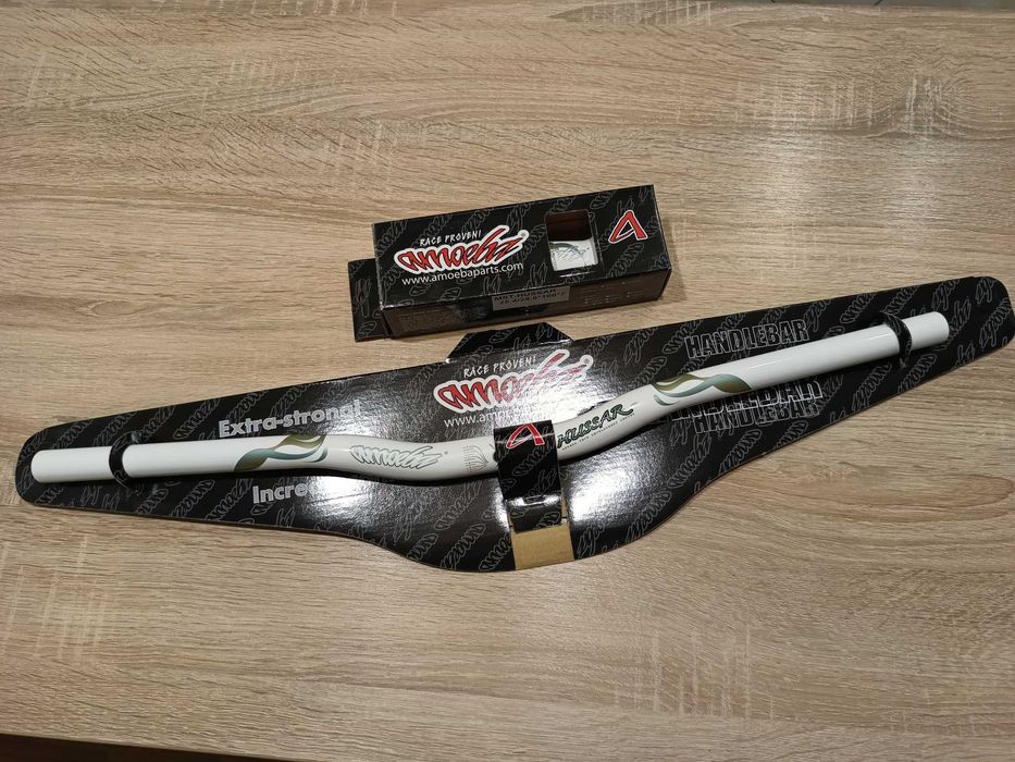 Kierownica + Wspornik AMOEBA Hussar Nowa Biała Alu