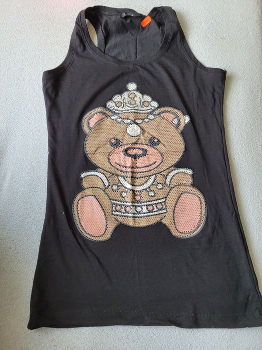 Koszulka top bokserka nowa cekiny miś