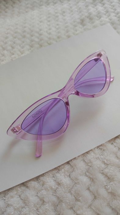 Fioletowe okulary przeciwsłoneczne kolorowe na lato funky styl vintage