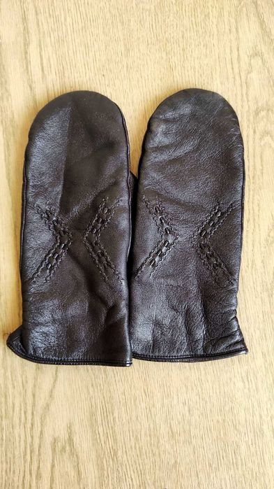 Рукавицы варежки женские кожаные