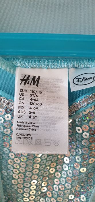 Sukienka Elsa Kraina Lodu, H&M, karnawał 110/116