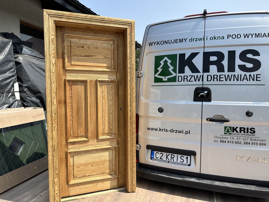 Drzwi lite drewniane szczotkowane postarzane olejowane z regulowaną