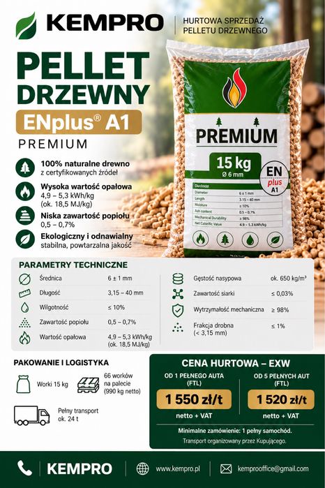 Pellet drzewny A1 Enplus - hurt