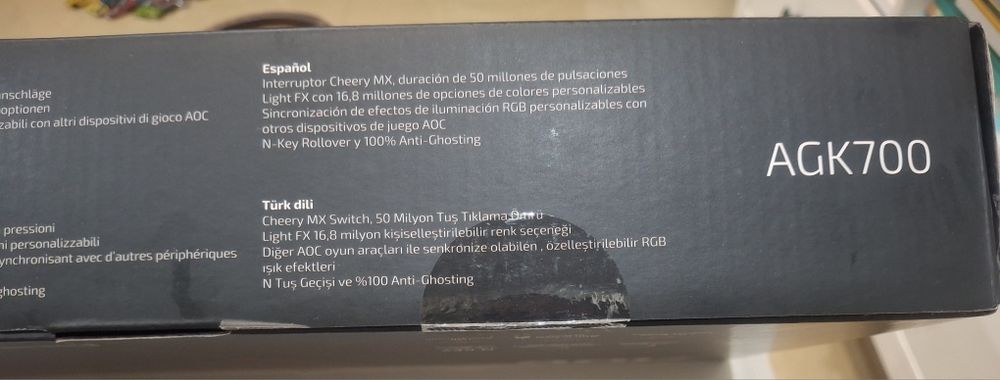 Teclado de computador mecânico, AOC_ Agk 700, NOVO, fechado na caixa.