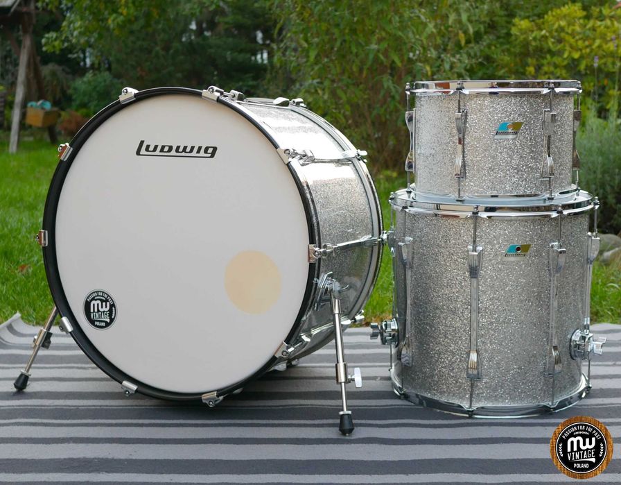 ‼️ Perkusja Ludwig Super Classic Mach 4 3-ply Silver Sparkle Blue-Olive Vintage ‼️