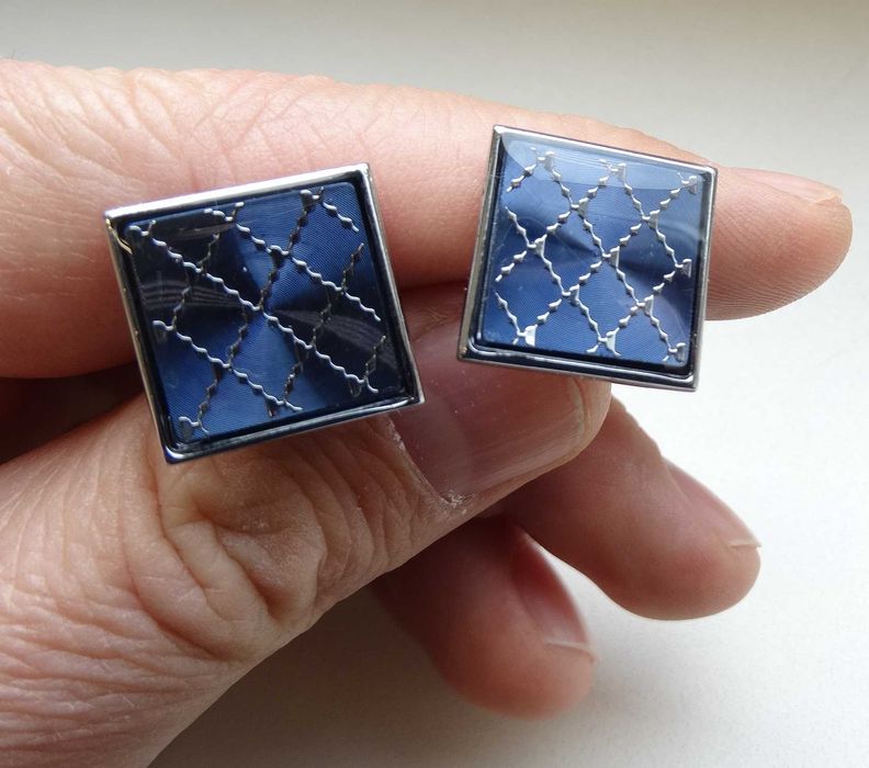 Klasyczne spinki mankietowe do koszuli niebieskie ślub wesele komunię