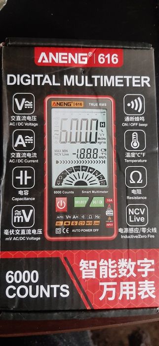 Мультиметр ANENG 616 6000 з великим дисплеєм, високою точністю лічби,
