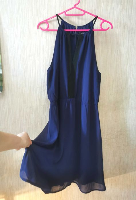Платье H&M  шифон темно синее