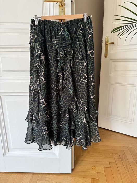Ciemnozielona spódnica wzór leopard cętki panterka Vancouver Munthe XS
