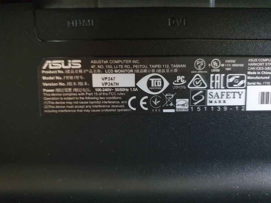 Monitor ASUS 24 cale, FullHD mocowanie VESA