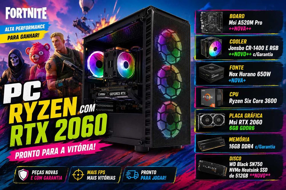 Pc Gamer Pro Ryzen  Gráfica RTX e NVME ++NOVO++