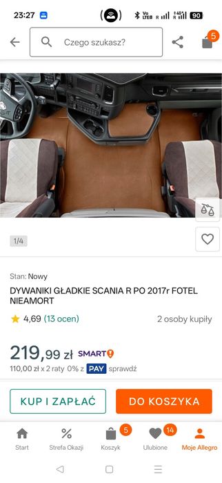 Nowe dywaniki eko skóra Scania Next gen kabina R