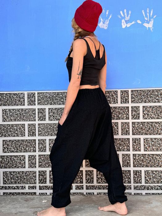 Szarawary czarne wełniane