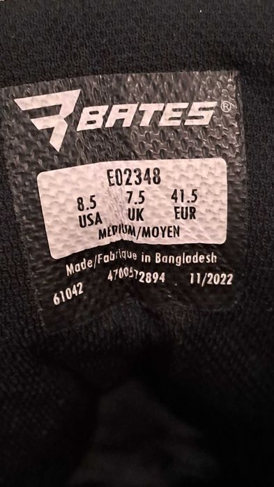 Buty Bates Delta-8 Side Zip Bates Czarne 2348, R. 41,5, NOWE