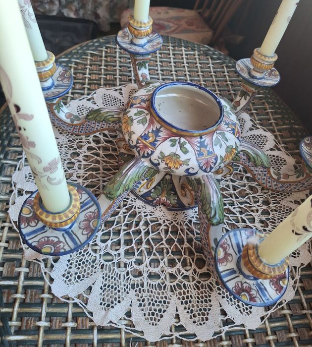 Candelabro Comemorativo de 1946 Faiança Battistini (Maria de Portugal)