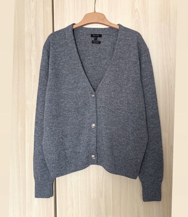 Вовняний сірий кардиган Massimo dutti