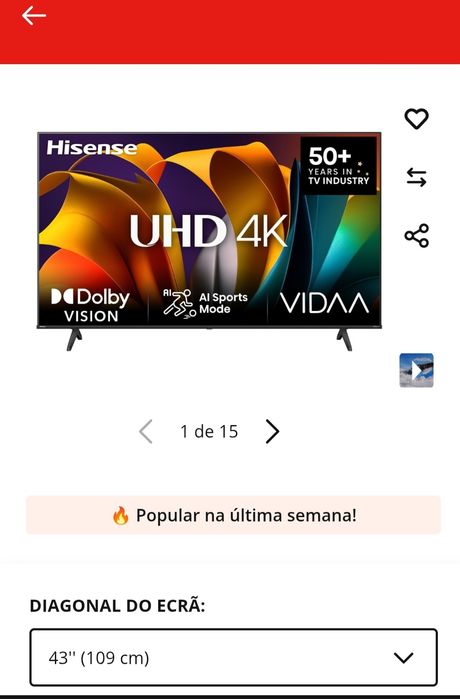 SmartTv HISENSE 43"