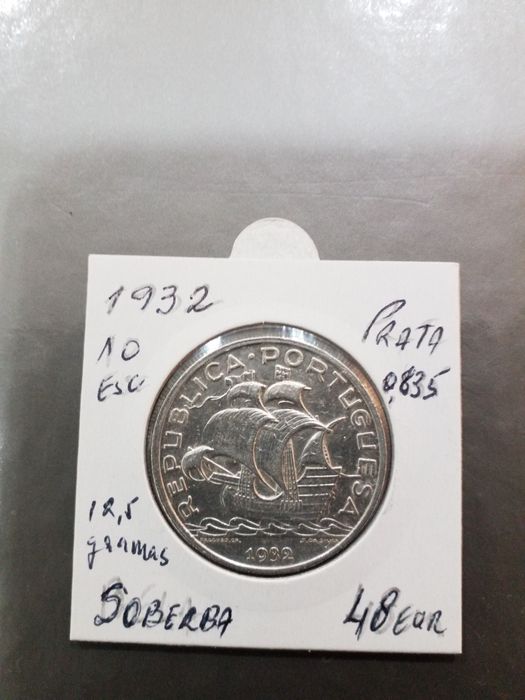 Moedas antigas portuguesas em prata.