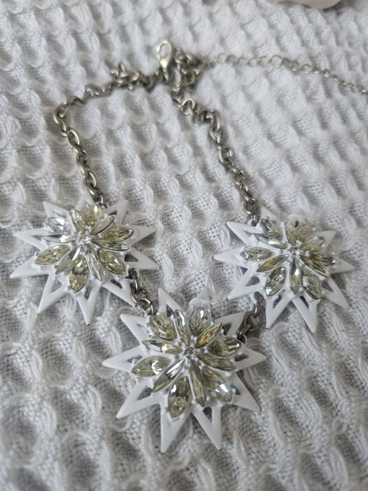 Naszyjnik srebrny biały Mango