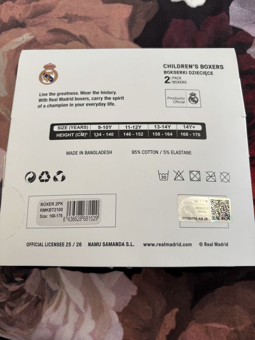 Bokserki dziecięce Real Madrid  168/176